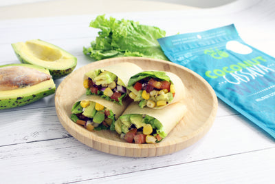 Vegan burrito in a cassava wrap