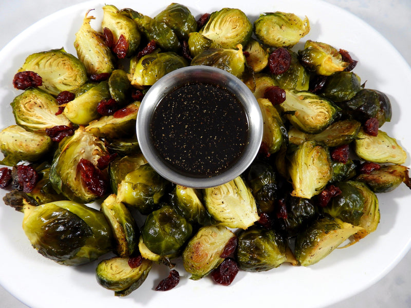 Roasted Cranberry Brussel Sprouts with Balsamic Vinaigrette