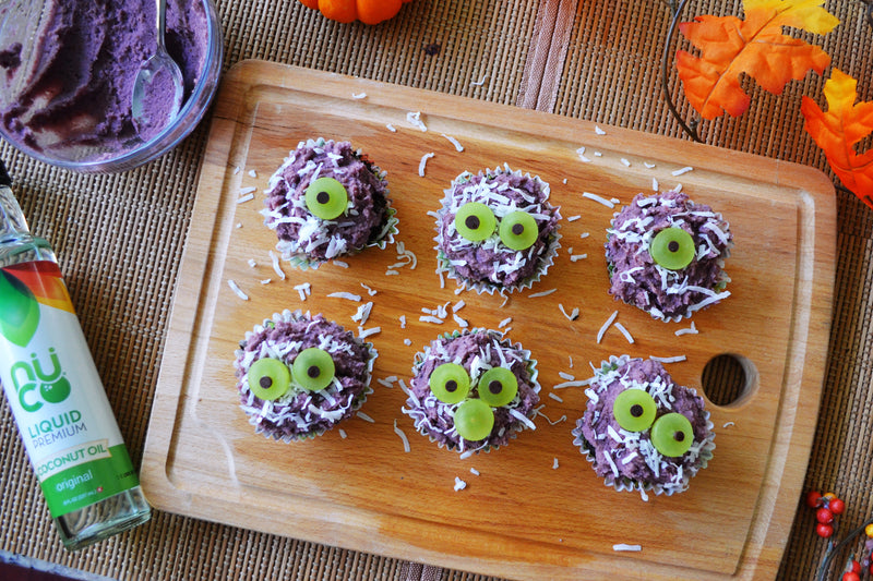 Purple Vegan Monster Cupcakes