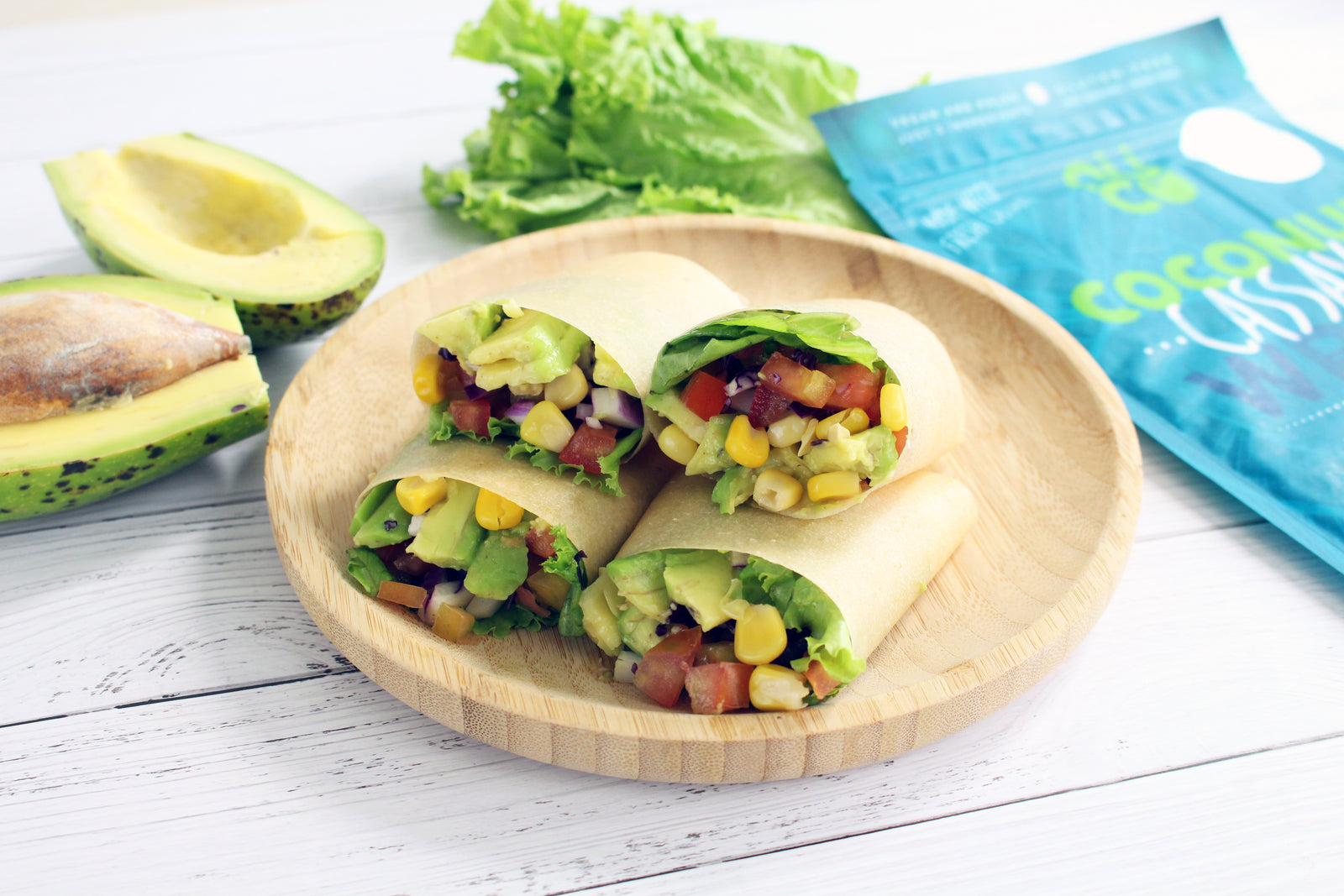 NUCO Coconut Cassava Wrap rolled with fresh fillings